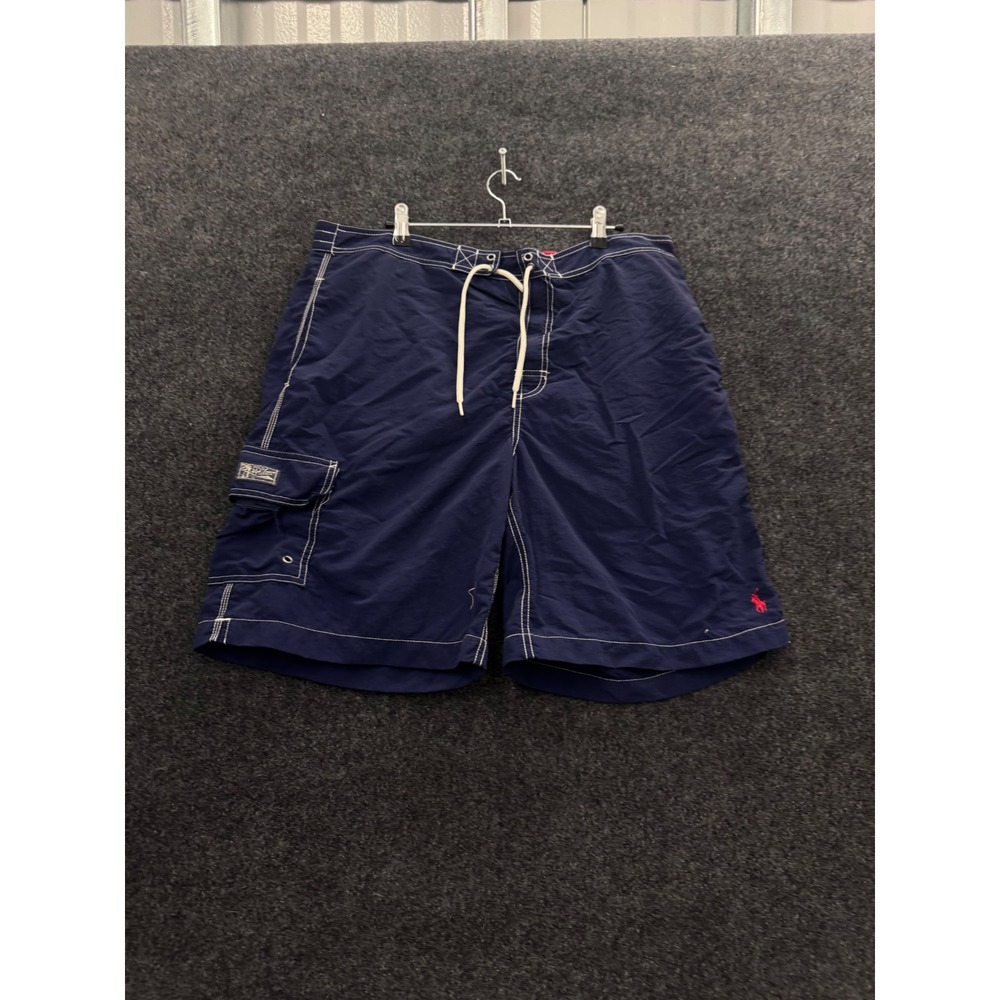 Polo Ralph Lauren Mens Navy Blue Swim Trunks Board Shorts Cargo Pocket Large